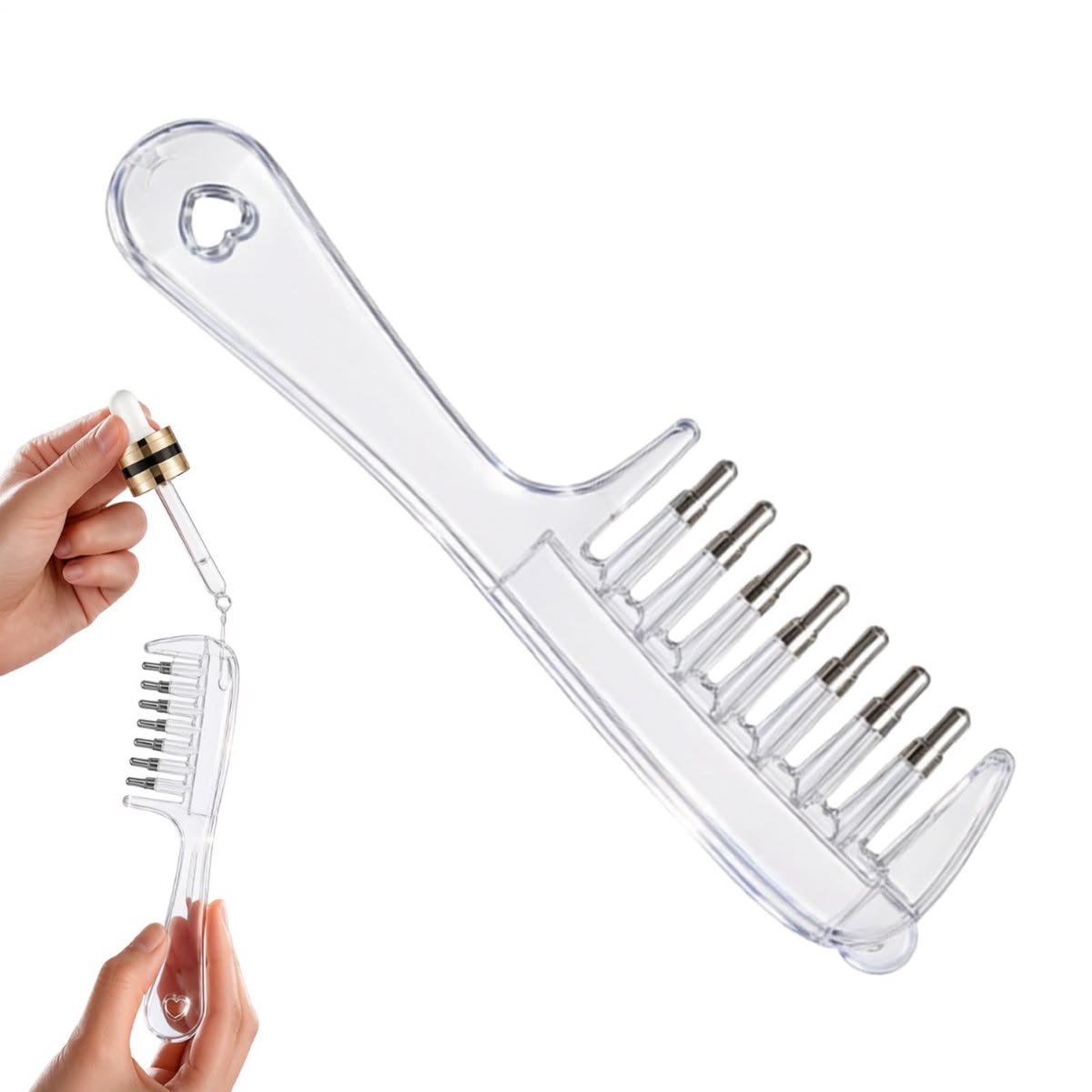 2-in-1 Hair Oil Applicator Brush - Scalp Massager & Liquid Dispensing Comb