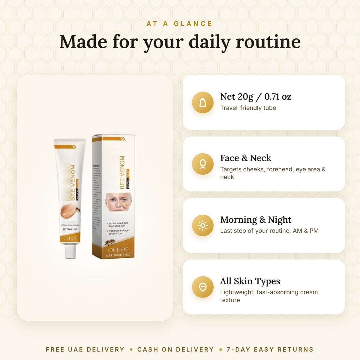 Bee Venom Lifting & Firming Face Cream – Collagen Boost & Deep Hydration (20g)